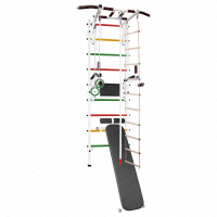 Шведская стенка с турником, брусьями, скамьей, канатом, лестницей и кольцами Asta29 Белая